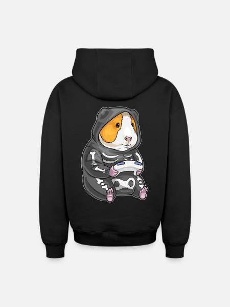 Cochon d’Inde Halloween Gamer - Sweat à capuche unisexe zippé oversize épais SPREAD - noir