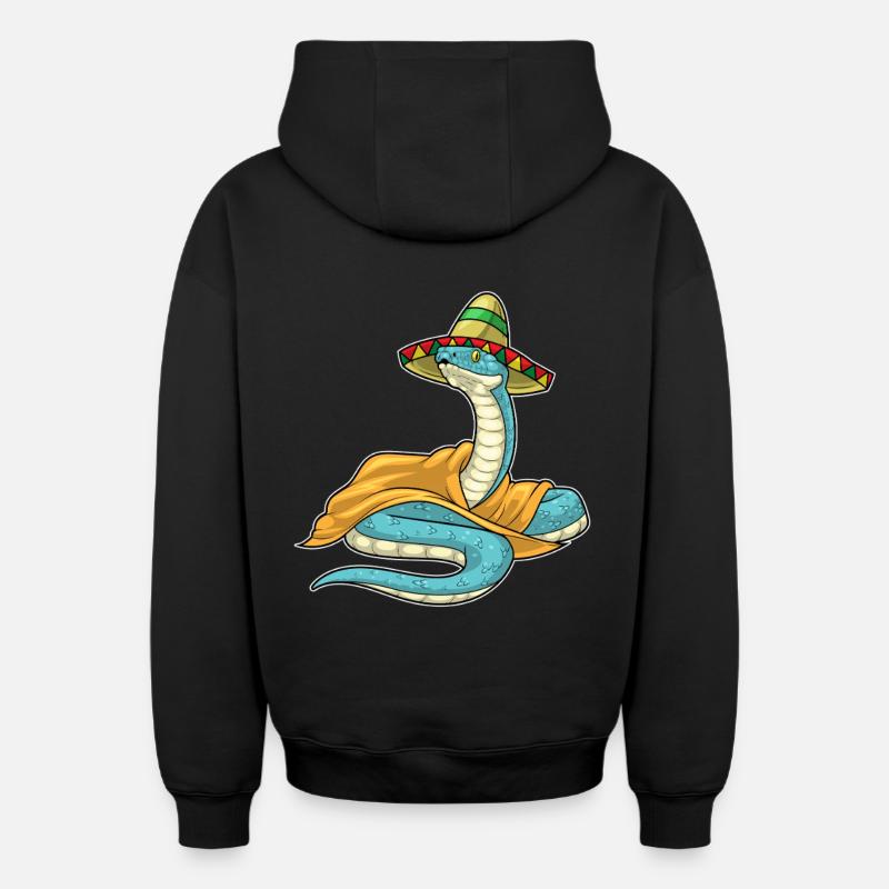 Serpent Chapeau Mexicain - Sweat à capuche unisexe zippé oversize épais SPREAD - noir