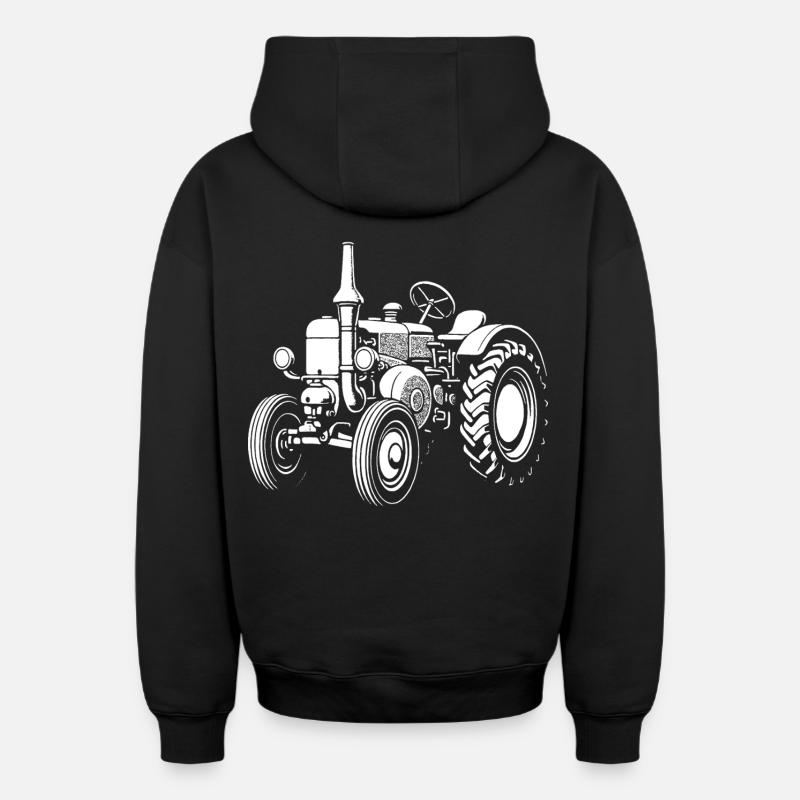 Nostalgischer Ackerheld - Oversized Heavyweight Unisex Zip Hoodie - Schwarz