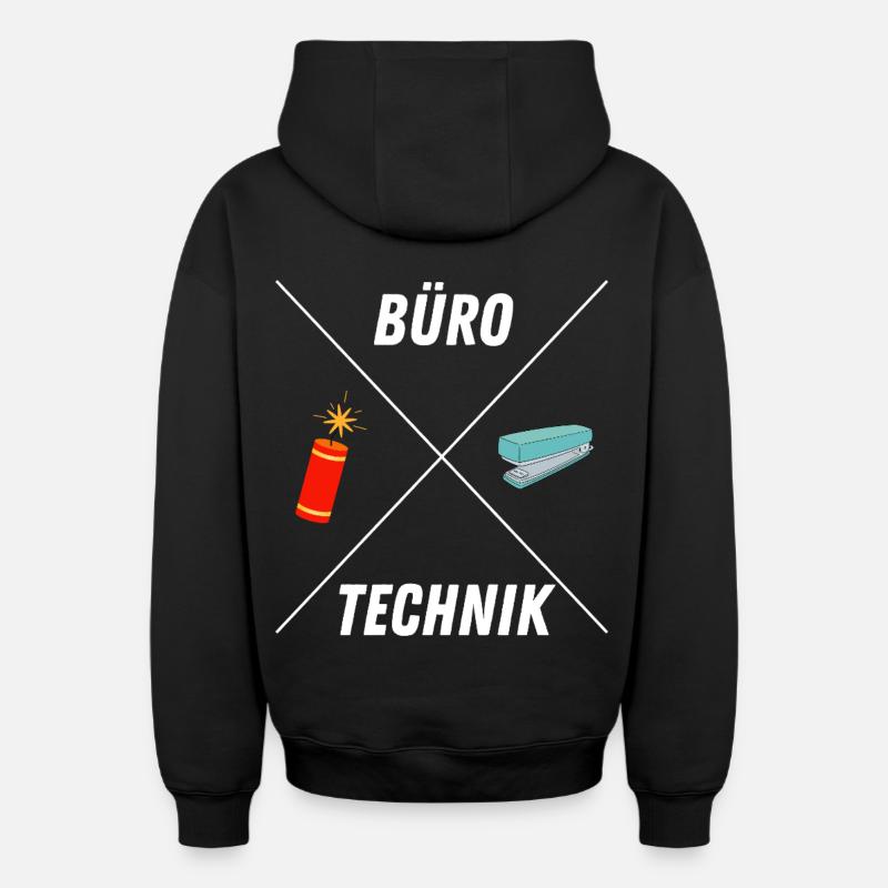 BUROTECHNIK - Oversized Heavyweight Unisex Zip Hoodie - Schwarz