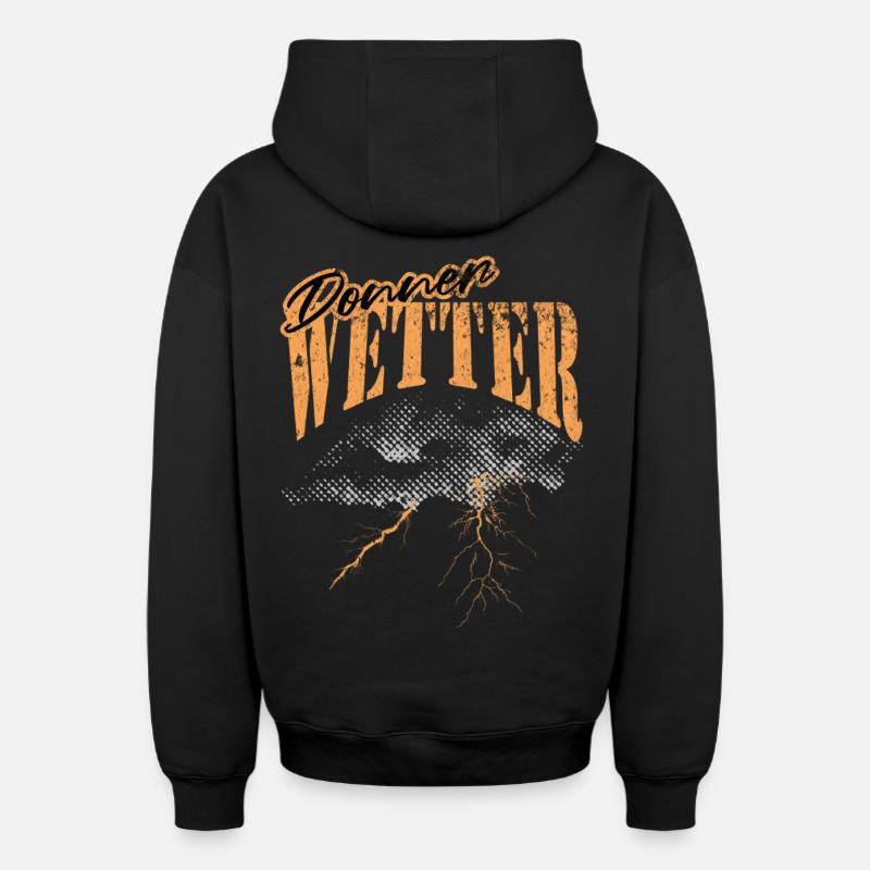 Orage, météo, conception graphique - Sweat à capuche unisexe zippé oversize épais SPREAD - noir