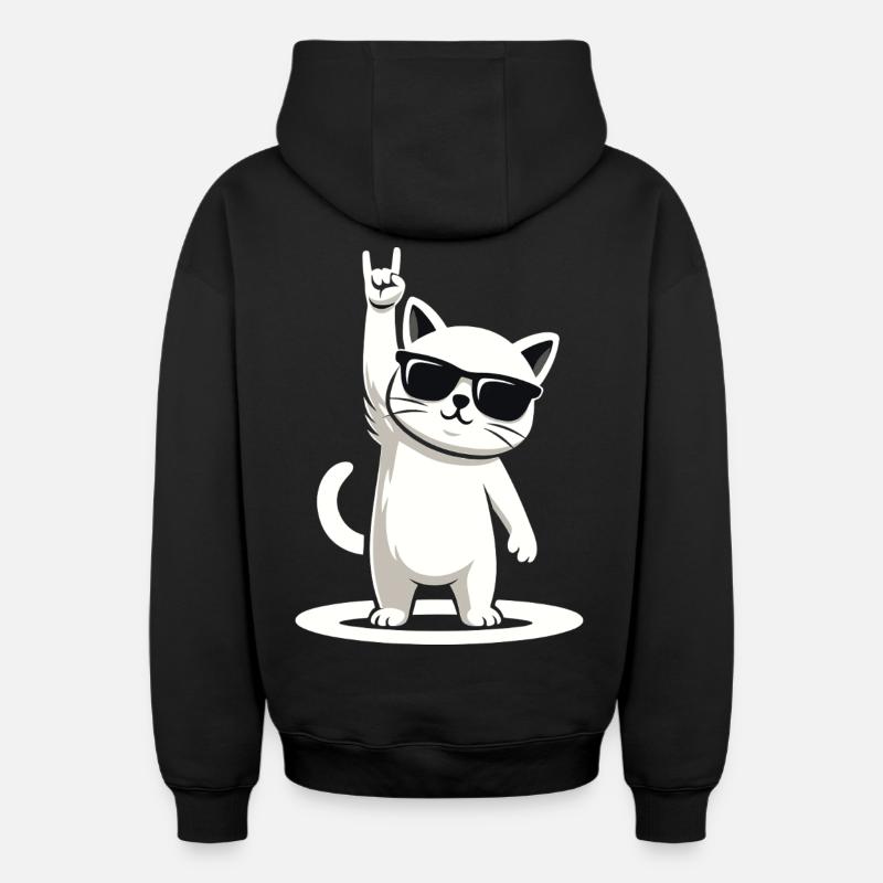 Rock’n' Miez - Sweat à capuche unisexe zippé oversize épais SPREAD - noir