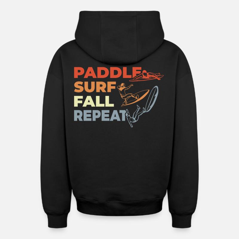 Paddle Surf Répéter - Sweat à capuche unisexe zippé oversize épais SPREAD - noir