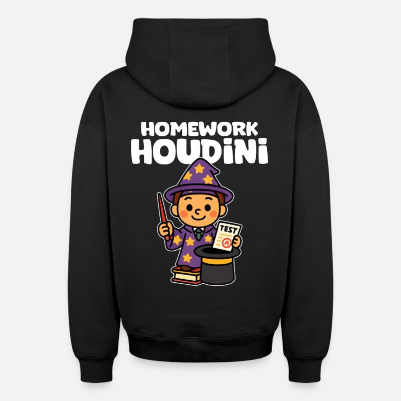 DEVOIRS HOUDINI - CADEAU ENSEIGNANT - Sweat à capuche unisexe zippé oversize épais SPREAD - noir