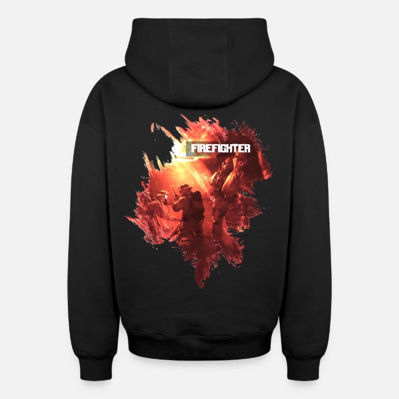 Pompier - Sweat à capuche unisexe zippé oversize épais SPREAD - noir