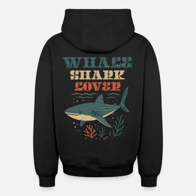 Whale Shark Lover - Sweat à capuche unisexe zippé oversize épais SPREAD - noir