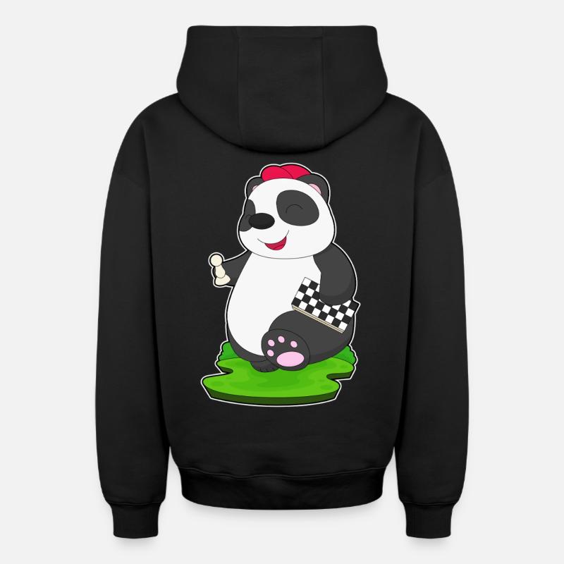 Panda Chess Piece Échiquier - Sweat à capuche unisexe zippé oversize épais SPREAD - noir