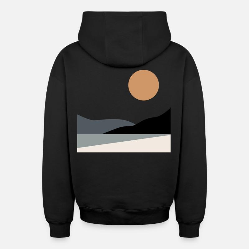 Paysage abstrait - Sweat à capuche unisexe zippé oversize épais SPREAD - noir