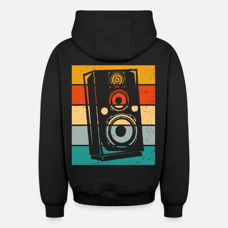 Haut-parleur rétro - Sweat à capuche unisexe zippé oversize épais SPREAD - noir