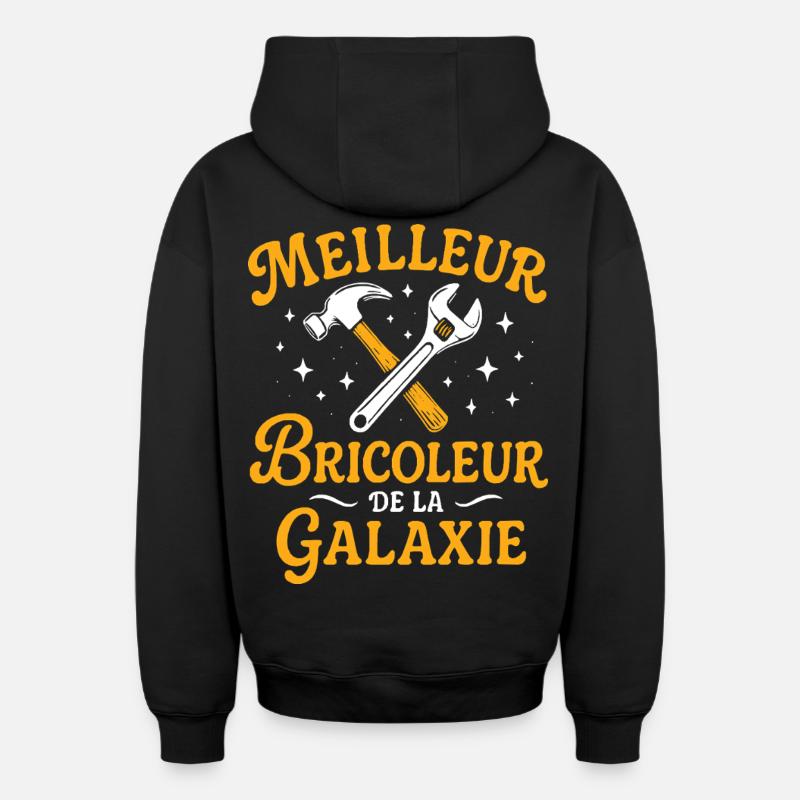 Meilleur Bricoleur de la Galaxie - Sweat à capuche unisexe zippé oversize épais SPREAD - noir