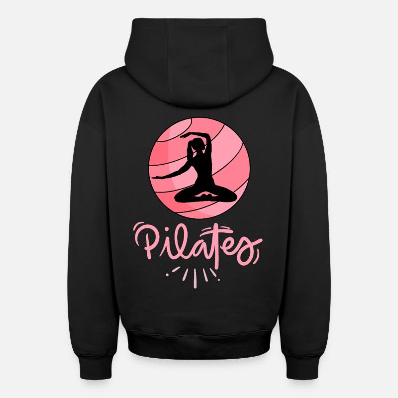 Pilates  - Sweat à capuche unisexe zippé oversize épais SPREAD - noir