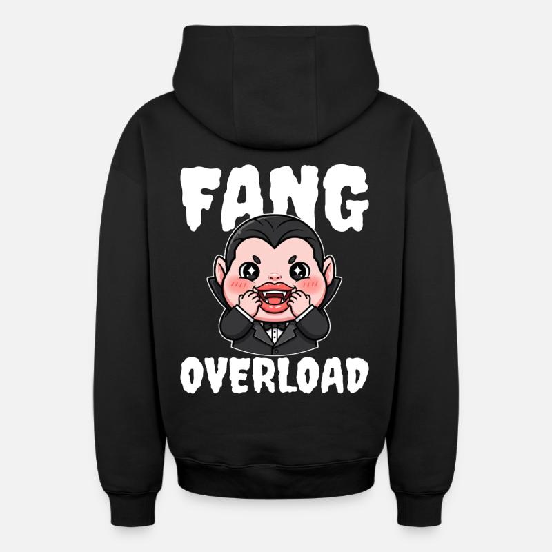 FANG_OVERLOAD - Sweat à capuche unisexe zippé oversize épais SPREAD - noir