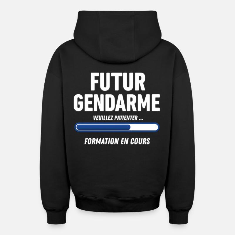 Futur gendarme - Sweat à capuche unisexe zippé oversize épais SPREAD - noir