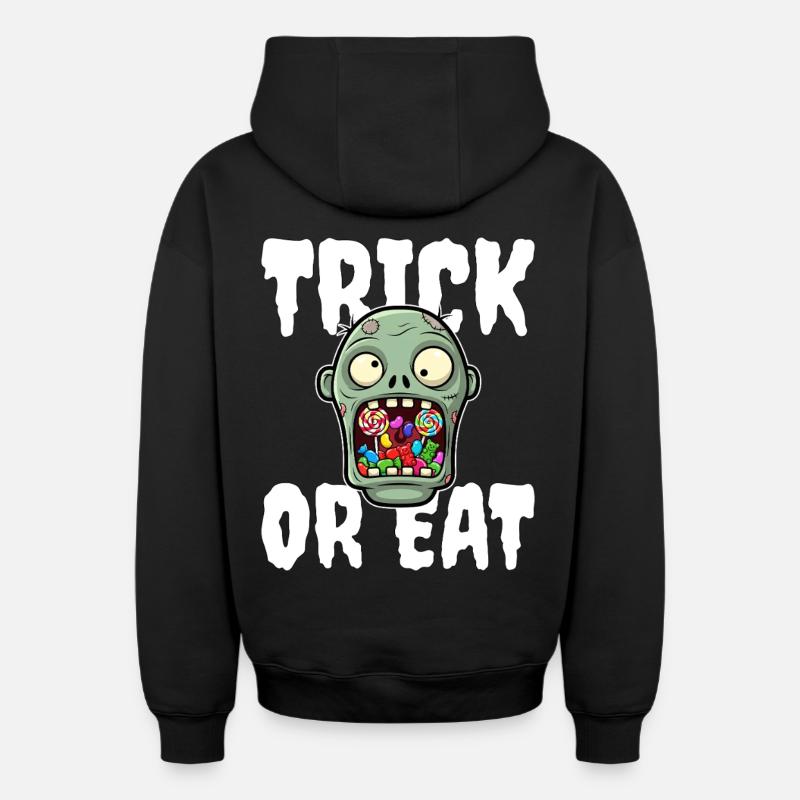 SÜSSES ODER ESSEN - ZOMBIE HALLOWEEN - Oversized Heavyweight Unisex Zip Hoodie - Schwarz