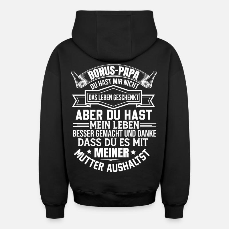 Papa bonus - Sweat à capuche unisexe zippé oversize épais SPREAD - noir