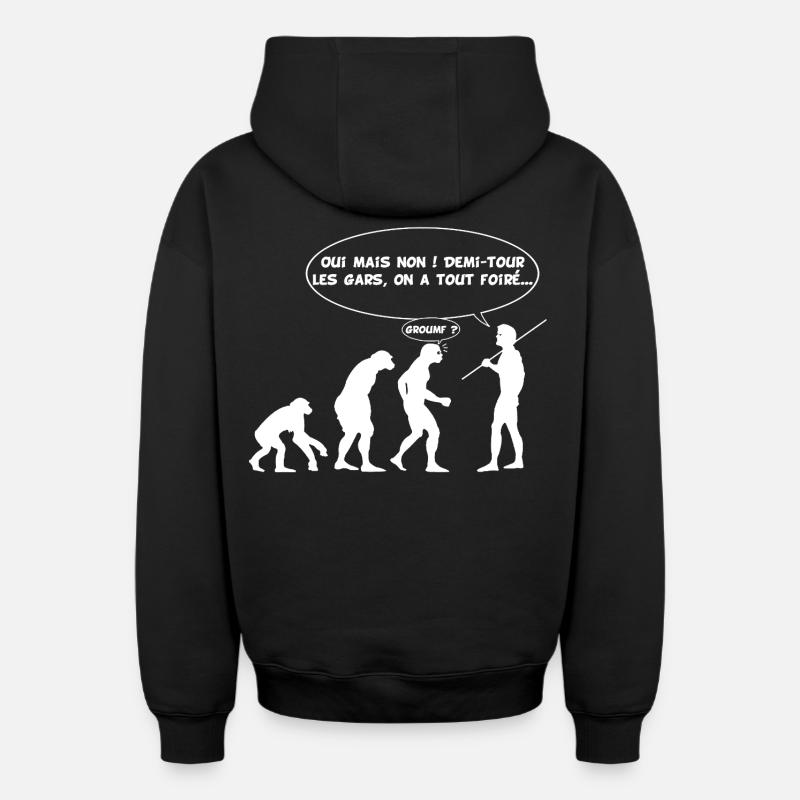 Evolution error (white) - Oversized Heavyweight Unisex Zip Hoodie - black