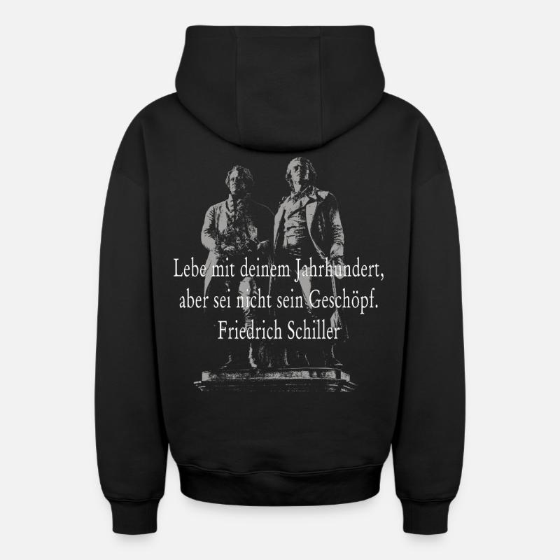 Citation de Friedrich Schiller - Sweat à capuche unisexe zippé oversize épais SPREAD - noir