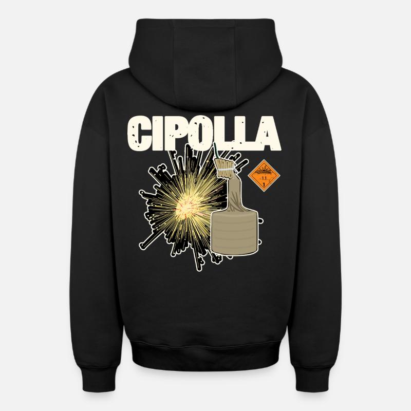 Cipolla Pyro - Sweat à capuche unisexe zippé oversize épais SPREAD - noir