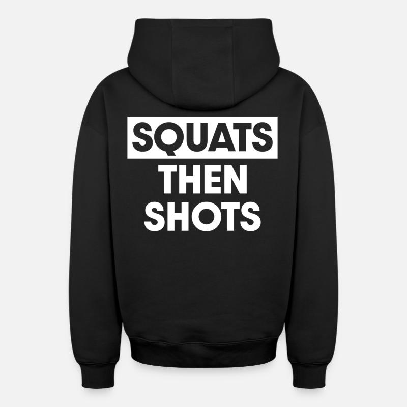 Squats puis tirs - Sweat à capuche unisexe zippé oversize épais SPREAD - noir