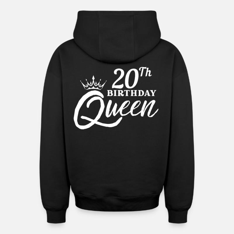 Reine du 20e anniversaire - Sweat à capuche unisexe zippé oversize épais SPREAD - noir