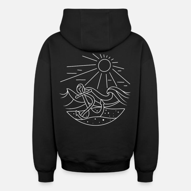 Ancre - Sweat à capuche unisexe zippé oversize épais SPREAD - noir