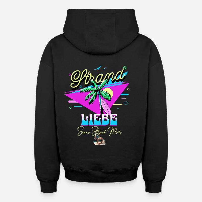 Dicton d’amour tropical avec palmier - Sweat à capuche unisexe zippé oversize épais SPREAD - noir