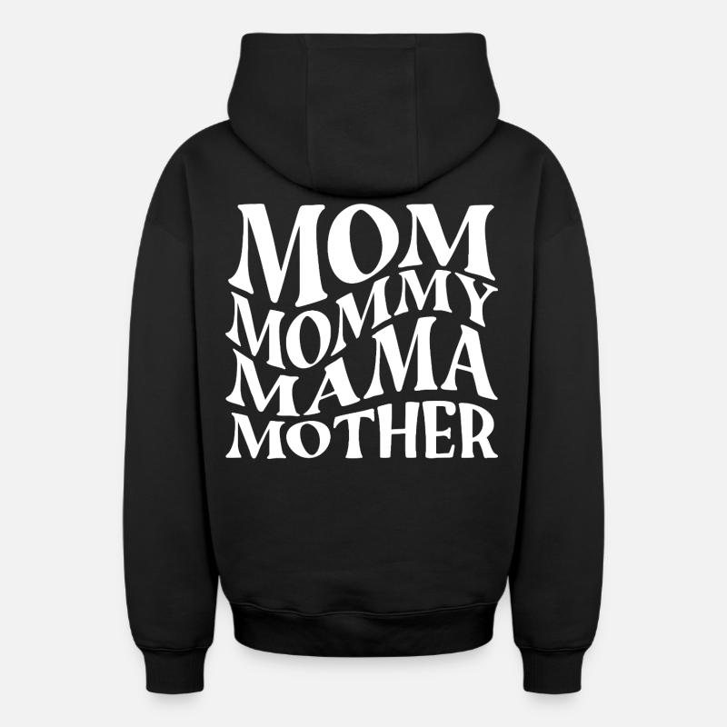 Maman Maman Maman Mère - Sweat à capuche unisexe zippé oversize épais SPREAD - noir