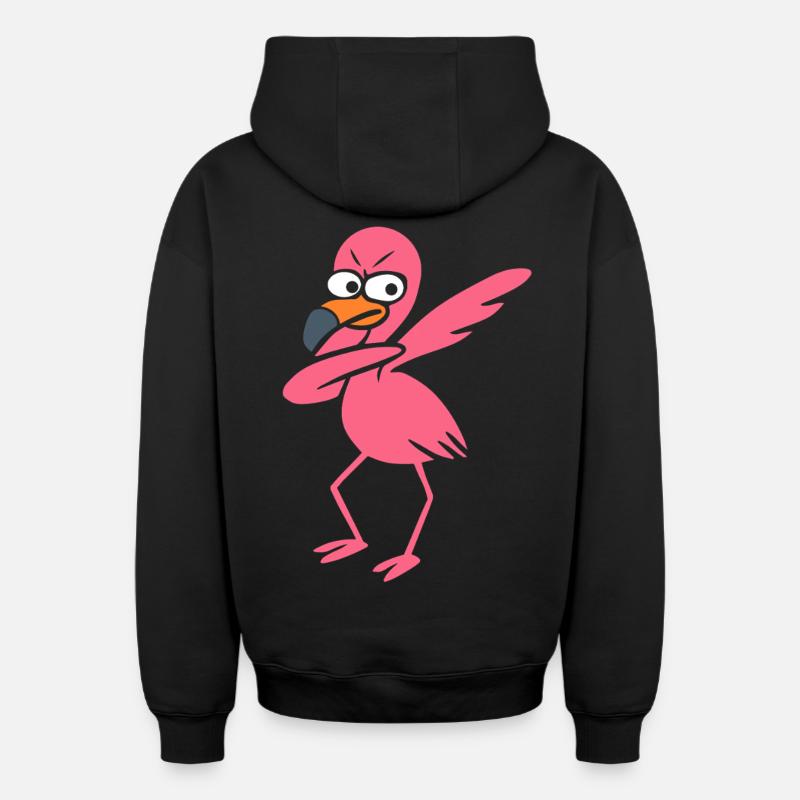 Dancing Flamingo Dabbing - Sweat à capuche unisexe zippé oversize épais SPREAD - noir