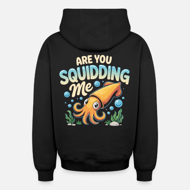Calmar mignon avec un dicton amusant - Sweat à capuche unisexe zippé oversize épais SPREAD - noir