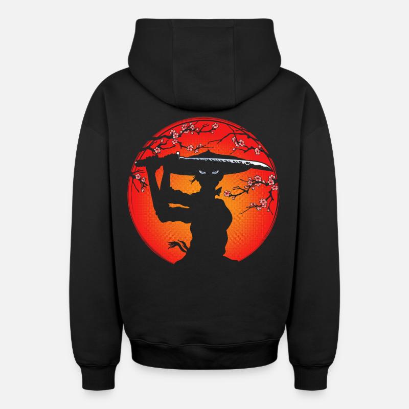 Samurai-Mädchen - Oversized Heavyweight Unisex Zip Hoodie - Schwarz