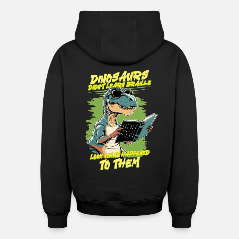 Professeur de Braille Braille Dotum - Sweat à capuche unisexe zippé oversize épais SPREAD - noir