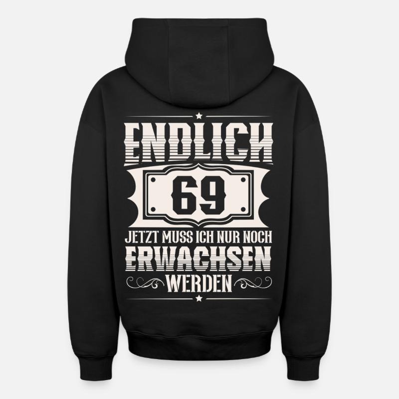 69e anniversaire - Sweat à capuche unisexe zippé oversize épais SPREAD - noir