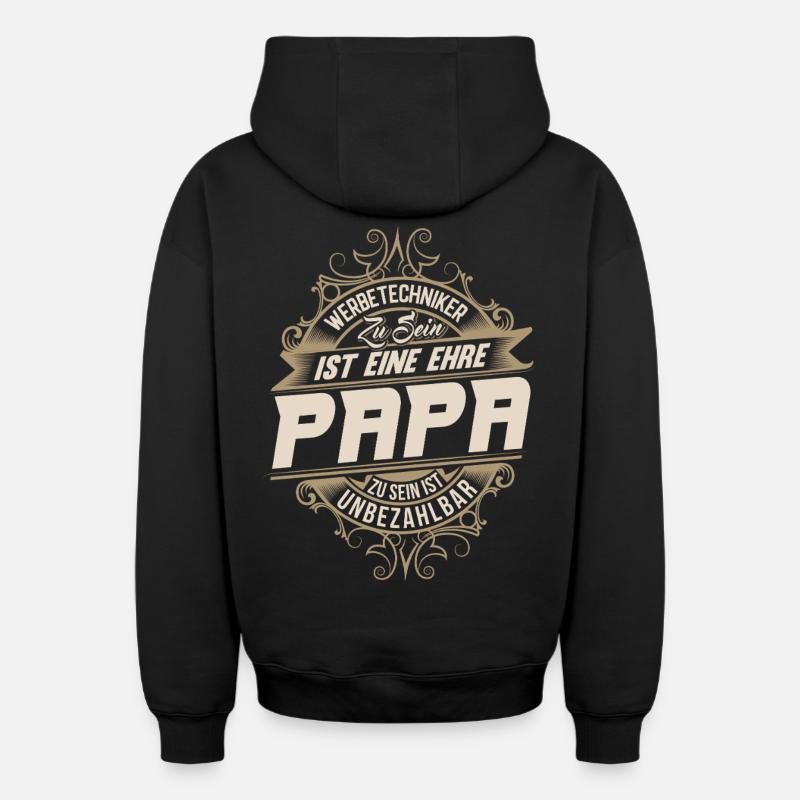 Papa technicien en publicité - Sweat à capuche unisexe zippé oversize épais SPREAD - noir