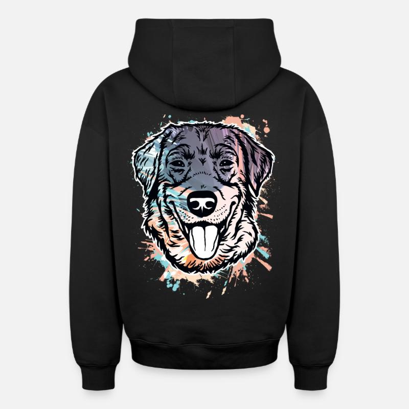 Labrador Retriever - Sweat à capuche unisexe zippé oversize épais SPREAD - noir
