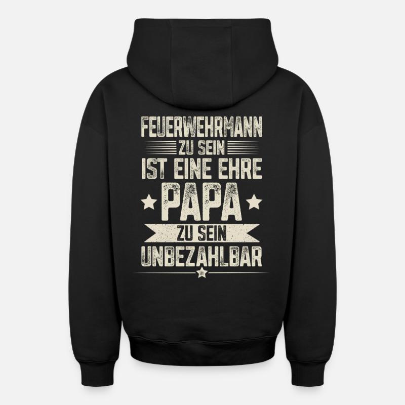 Papa pompier - Sweat à capuche unisexe zippé oversize épais SPREAD - noir
