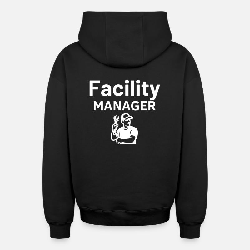 Gestionnaire d’installations - Sweat à capuche unisexe zippé oversize épais SPREAD - noir