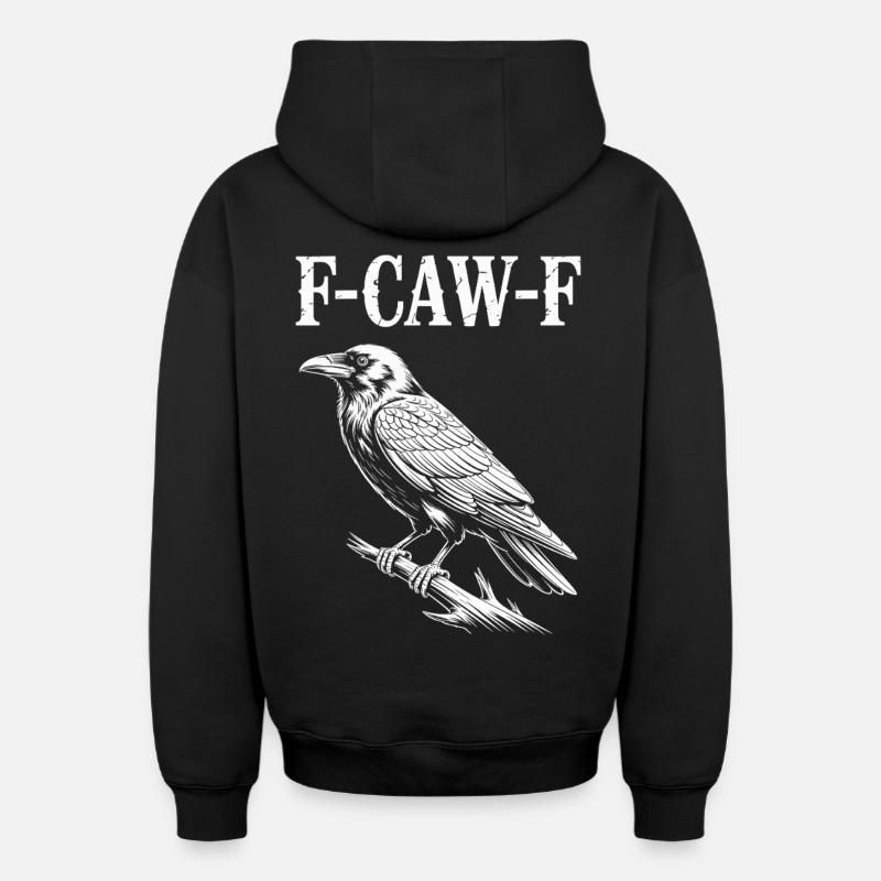 F-Caw-F Meme Crow - Sweat à capuche unisexe zippé oversize épais SPREAD - noir
