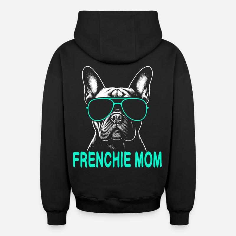 Frenchie Mom - Sweat à capuche unisexe zippé oversize épais SPREAD - noir