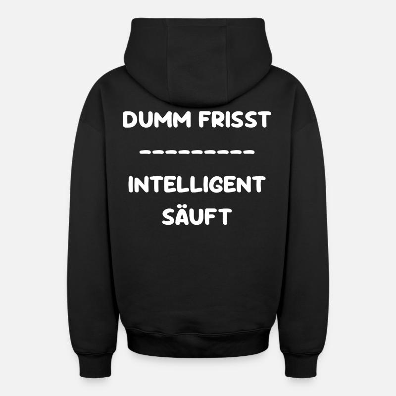 Stupid Eats - Boissons intelligentes - Sweat à capuche unisexe zippé oversize épais SPREAD - noir