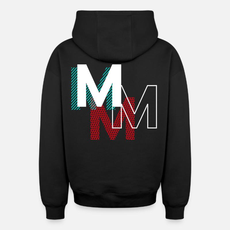 M Lettering Cadeaux - Sweat à capuche unisexe zippé oversize épais SPREAD - noir
