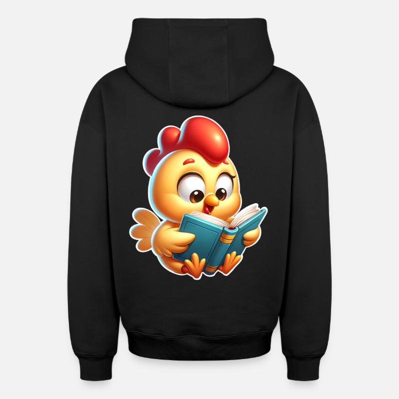 Lecture de poulet - Sweat à capuche unisexe zippé oversize épais SPREAD - noir