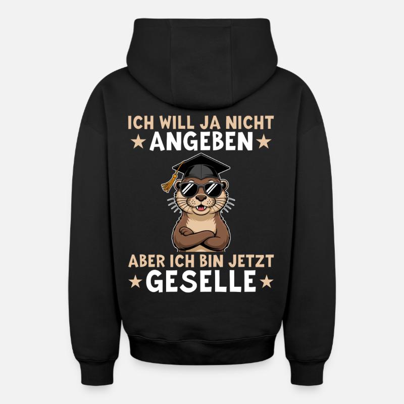 Examen de compagnon réussi - compagnon - Sweat à capuche unisexe zippé oversize épais SPREAD - noir
