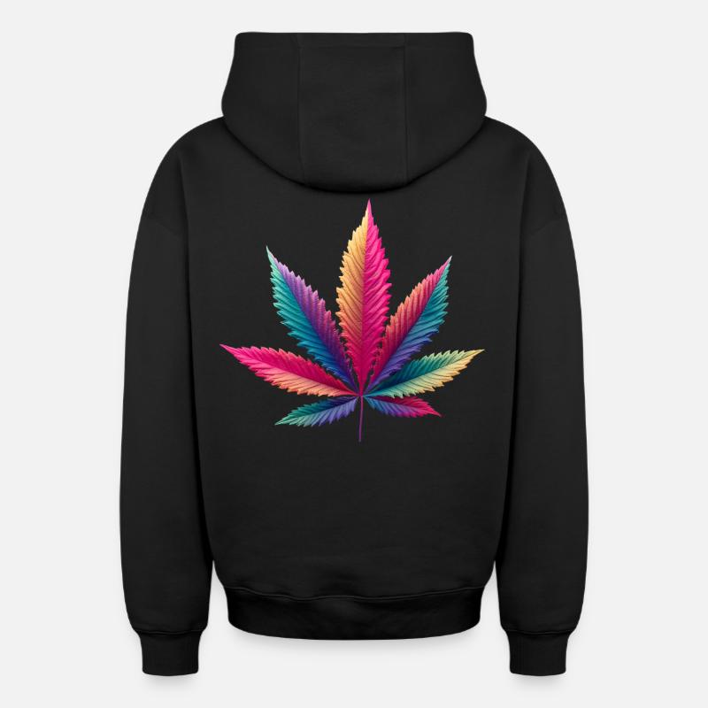 Cabbage leaf - Oversized Heavyweight Unisex Zip Hoodie - black