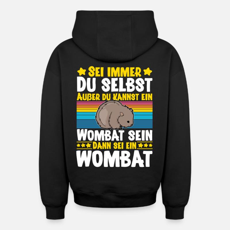 Wombat - Sweat à capuche unisexe zippé oversize épais SPREAD - noir