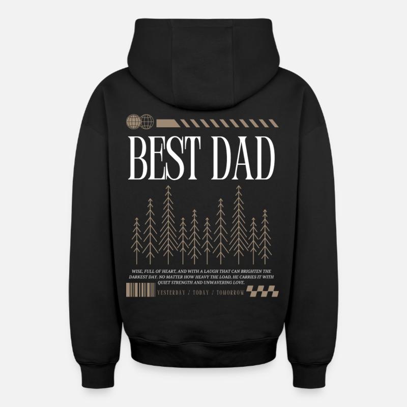 Meilleur papa - Sweat à capuche unisexe zippé oversize épais SPREAD - noir