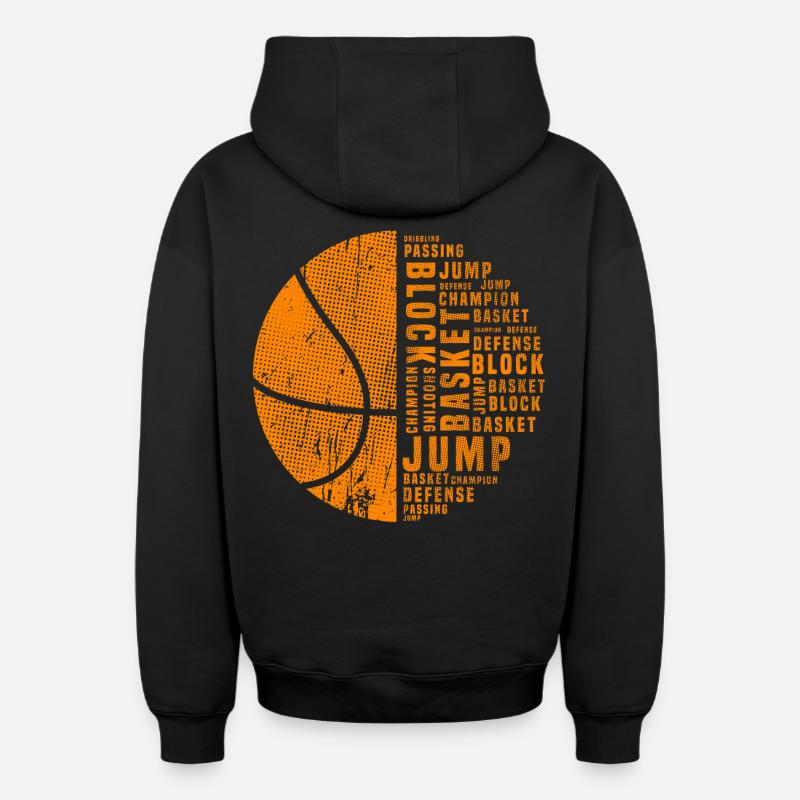 Basket-ball - Sweat à capuche unisexe zippé oversize épais SPREAD - noir