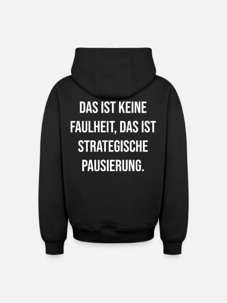 Strategic Break Typography - Oversized Heavyweight Unisex Zip Hoodie - black