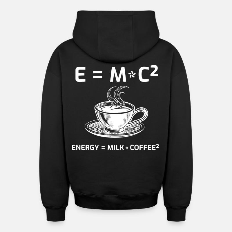 Kaffeetrinker Kaffeeformel E=MC2 - Oversized Heavyweight Unisex Zip Hoodie - Schwarz