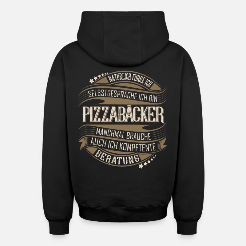 Pizzabäcker - Oversized Heavyweight Unisex Zip Hoodie - Schwarz