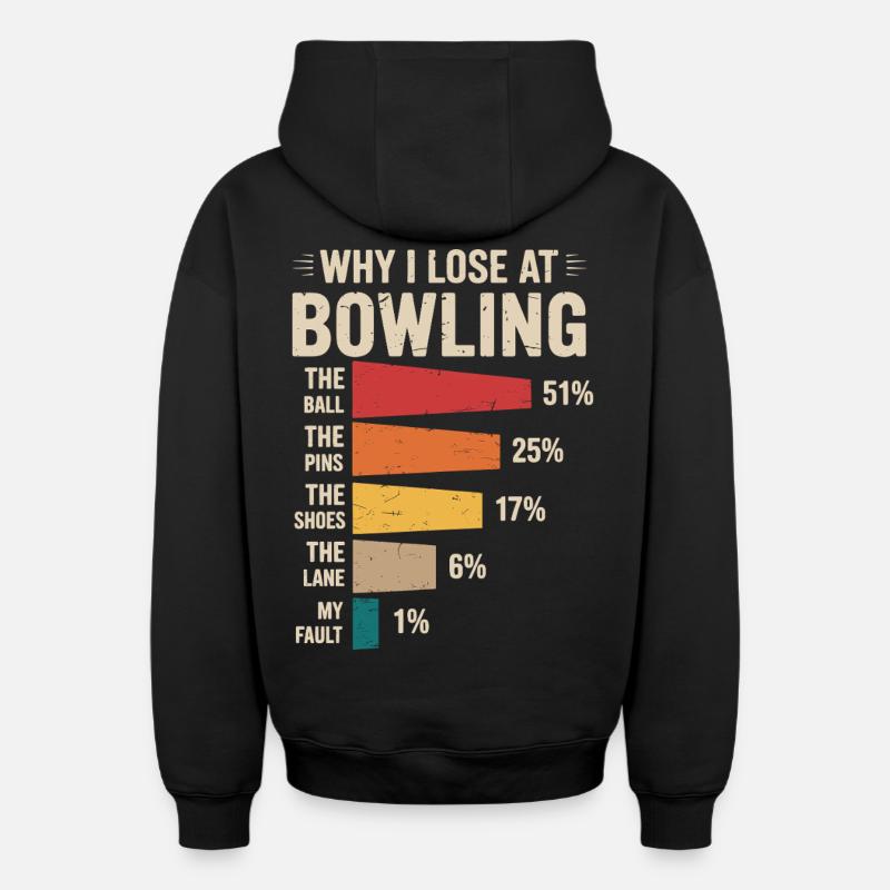 Bowling - Sweat à capuche unisexe zippé oversize épais SPREAD - noir